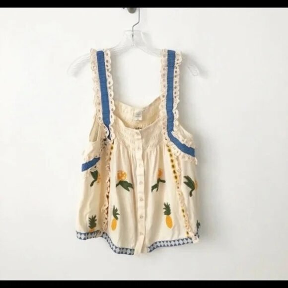 Anthropologie Pineapple Ruffle Tank Top - Picture 6 of 9